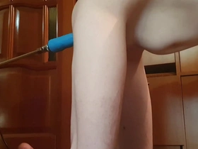 Sissy playgirl enjoys using a fucking machine on her ass