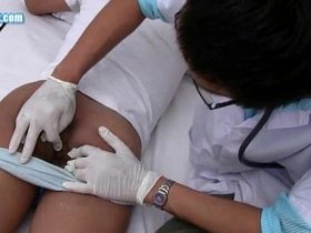 Young and straight doctors check up turns into a fun filled experience.