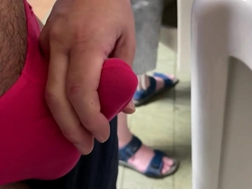 Public toilet pleasure with a big load ending