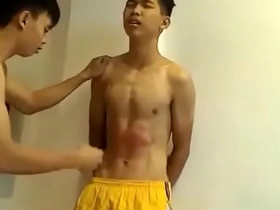 Gay Asian boy gets punched in the stomach