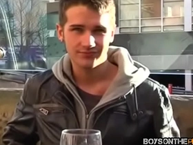 Cute twink picked up in caffe for hardcore threesome fuck