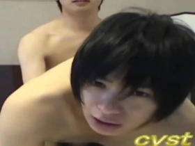 Gay sex with an Asian man includes a handjob and analingus.