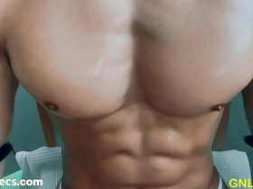 Fit muscle guy is worshipped and nipple played!