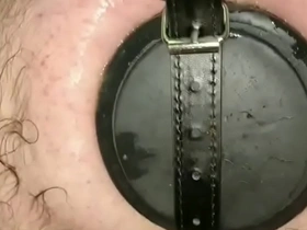 11cm wide butt plug strapped in my ass